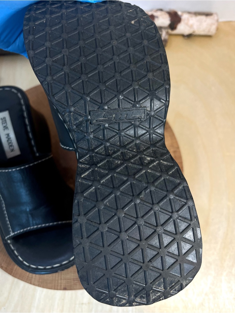 Steve Madden Vintage Ignite Platform Wedge Slides - Black Leather - Size 6.5B - Picture 11 of 16